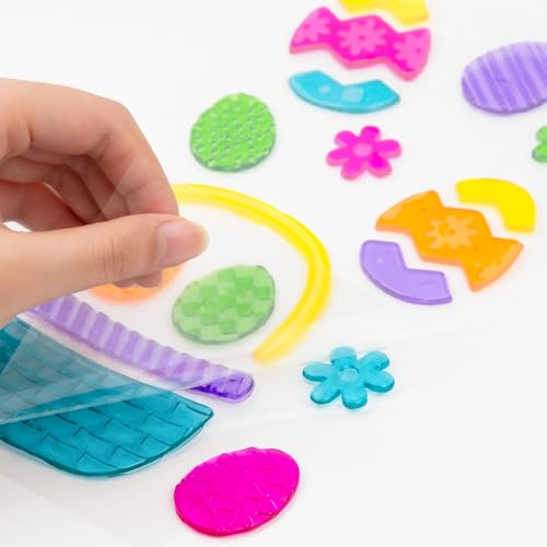 HOHUCRAB 6Pcs Easter Window Clings Jelly Stickers Bunny Egg Flower Chick for Glass Windows Mirrors Refrigerators, Easter Window Decorations for Home Office Party Gift Decals - Image 3