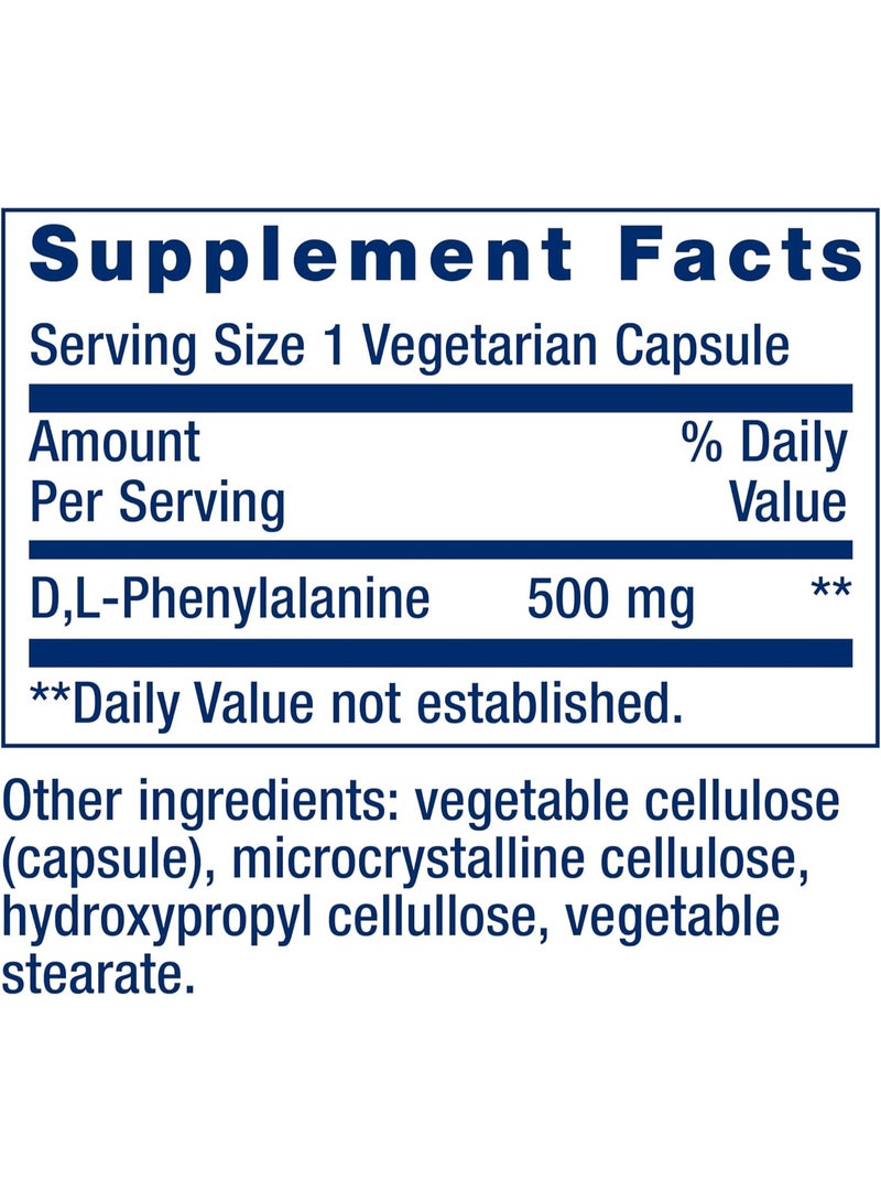 لايف إكستنشن دي إل-فينيل ألانين ٥٠٠ ملغ - مكمل غذائي من الأحماض الأمينية - ١٠٠ كبسولة نباتية - Image 3