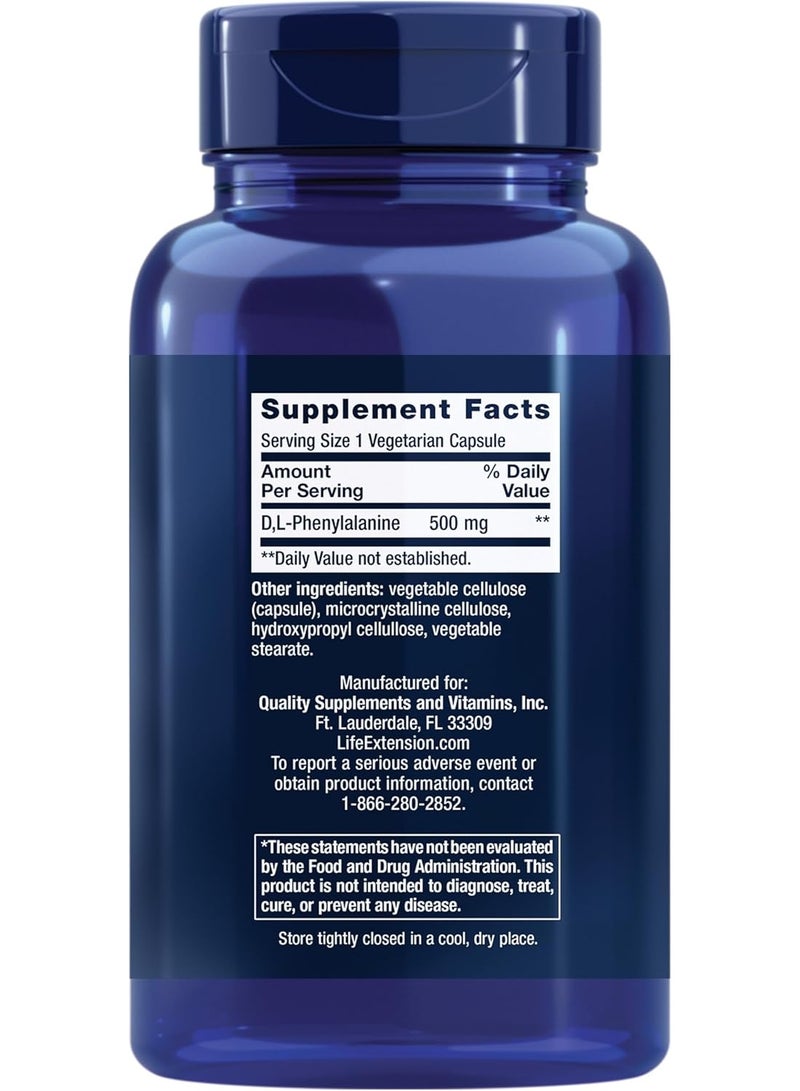 لايف إكستنشن دي إل-فينيل ألانين ٥٠٠ ملغ - مكمل غذائي من الأحماض الأمينية - ١٠٠ كبسولة نباتية - Image 2