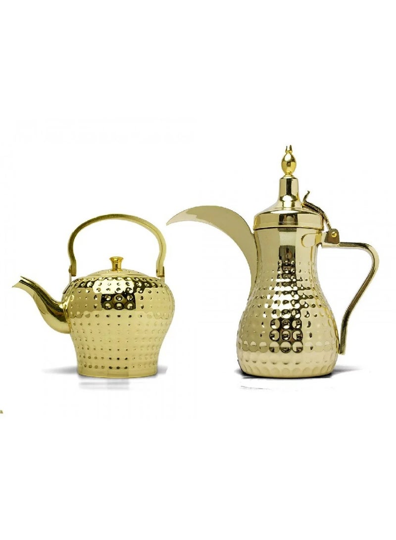 باصرة طقم دلة و براد باصرة فاخر ذهبي حجم 0.7 - 1.2 لتر