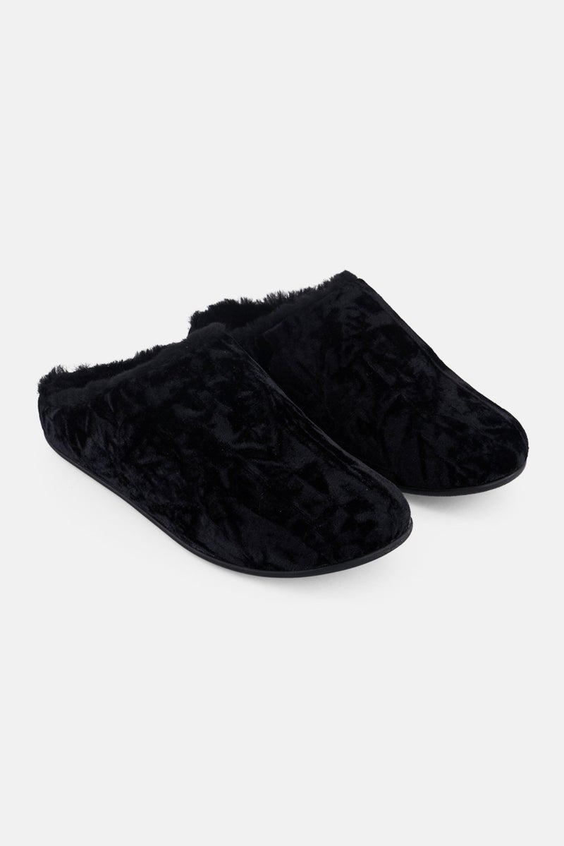 FitFlop أحذية كلوجز نسائية من فايبر كريسي المخملي المزيف، باللون الأسود - Image 1