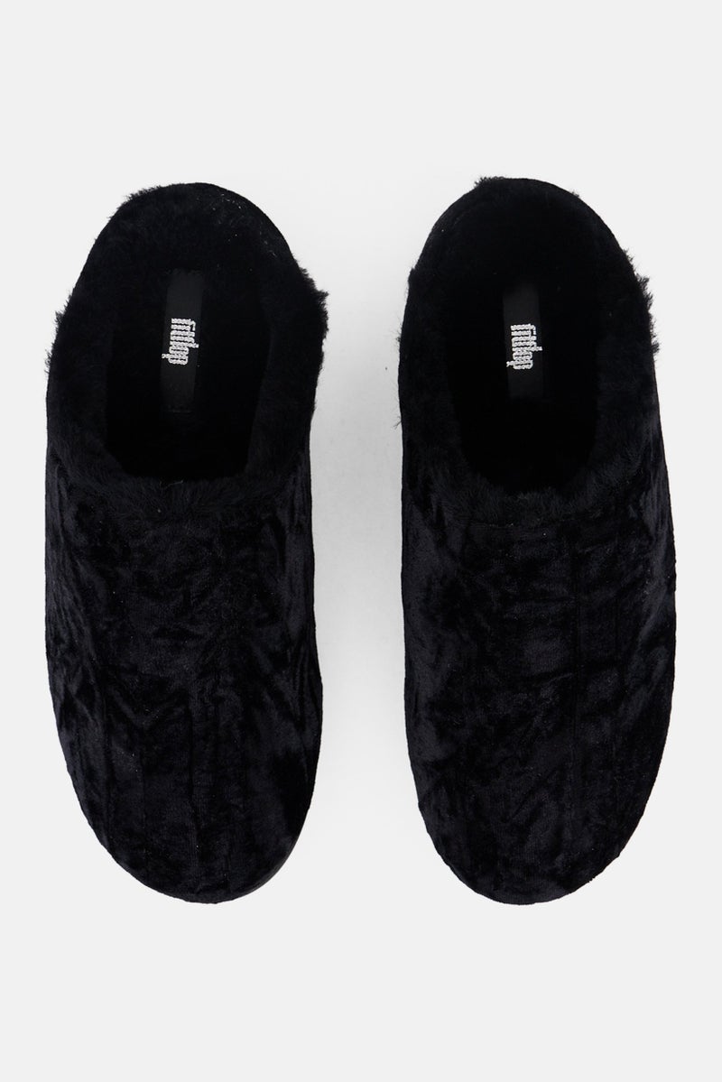 FitFlop أحذية كلوجز نسائية من فايبر كريسي المخملي المزيف، باللون الأسود - Image 3
