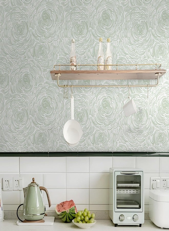 Toduso Modern Peel and Stick Wallpaper Green Contact Paper Sage Green Self-Adhesive Wall Paper Removable Decorative Wallpapers for Bedroom Bathroom Cabinets Decor Vinyl 17.3''×78.8'' - Image 5
