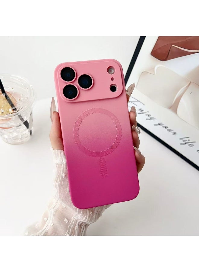 HYH Gradient Liquid Silicone MagSafe Case for iPhone 17 Pro Max, Built-in Lens Protector Film, Magnetic Adsorption Shockproof Phone Cover with Camera Protection - Image 2