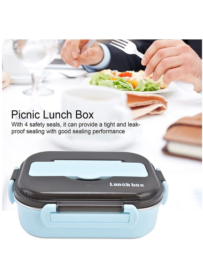 Arabest Bento Box with Soup Bowl, 1500ml Stainless Steel Leak-proof Lunch Box, 4 Compartments Food Container for Kids and Adults(Blue)  - Image 5