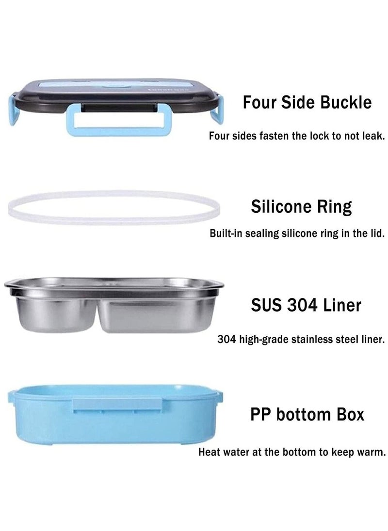 Arabest Bento Box with Soup Bowl, 1500ml Stainless Steel Leak-proof Lunch Box, 4 Compartments Food Container for Kids and Adults(Blue)  - Image 2