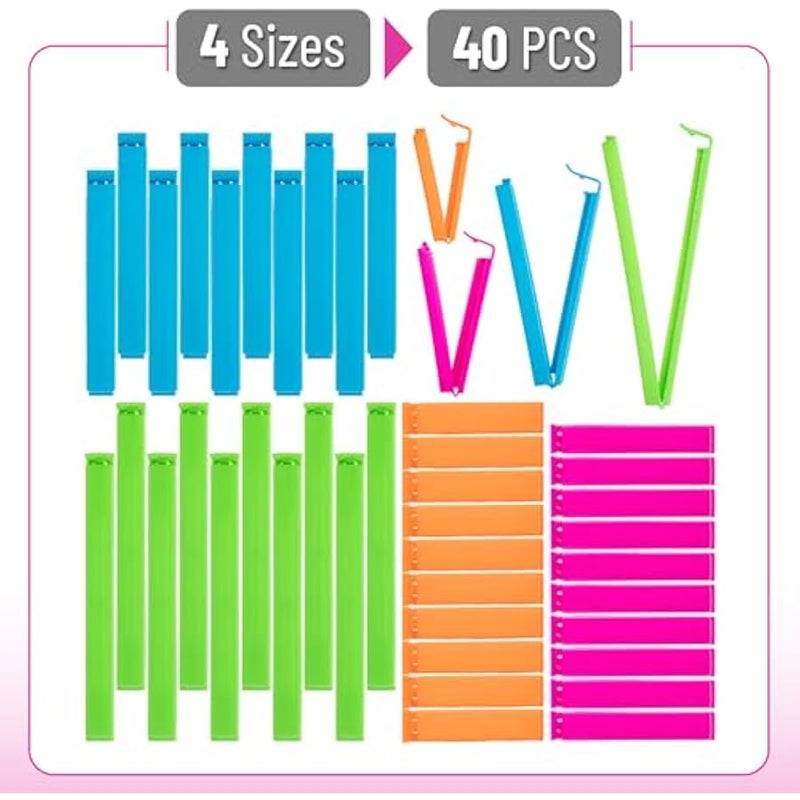 - Chip Clips, Magnetic Clips, 40 Pack, Bag Clips, Bag Clips for Food, Magnet Clips, Chip Clips Bag Clips Food Clips, 4 Different Sizes, Vibrant Colors - Image 2