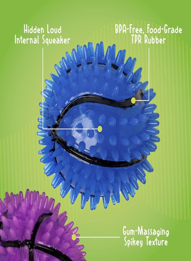 Gnawsome Dog Toys - 2.5-Inch Spiky Squeaker Basketball - Small - Dental & Gum Wellness - Stimulating Fun - Hidden Squeaker - Durable for Heavy Chewers - 100% BPA-Free - Assorted Colors - Image 3