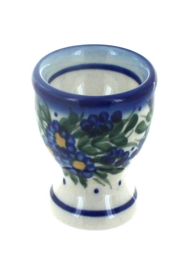 Blue Rose Polish Pottery - Blue Hyacinth Egg Cup - 2.25" Tall - Durable Stoneware Cups for Soft or Hard Boiled Eggs