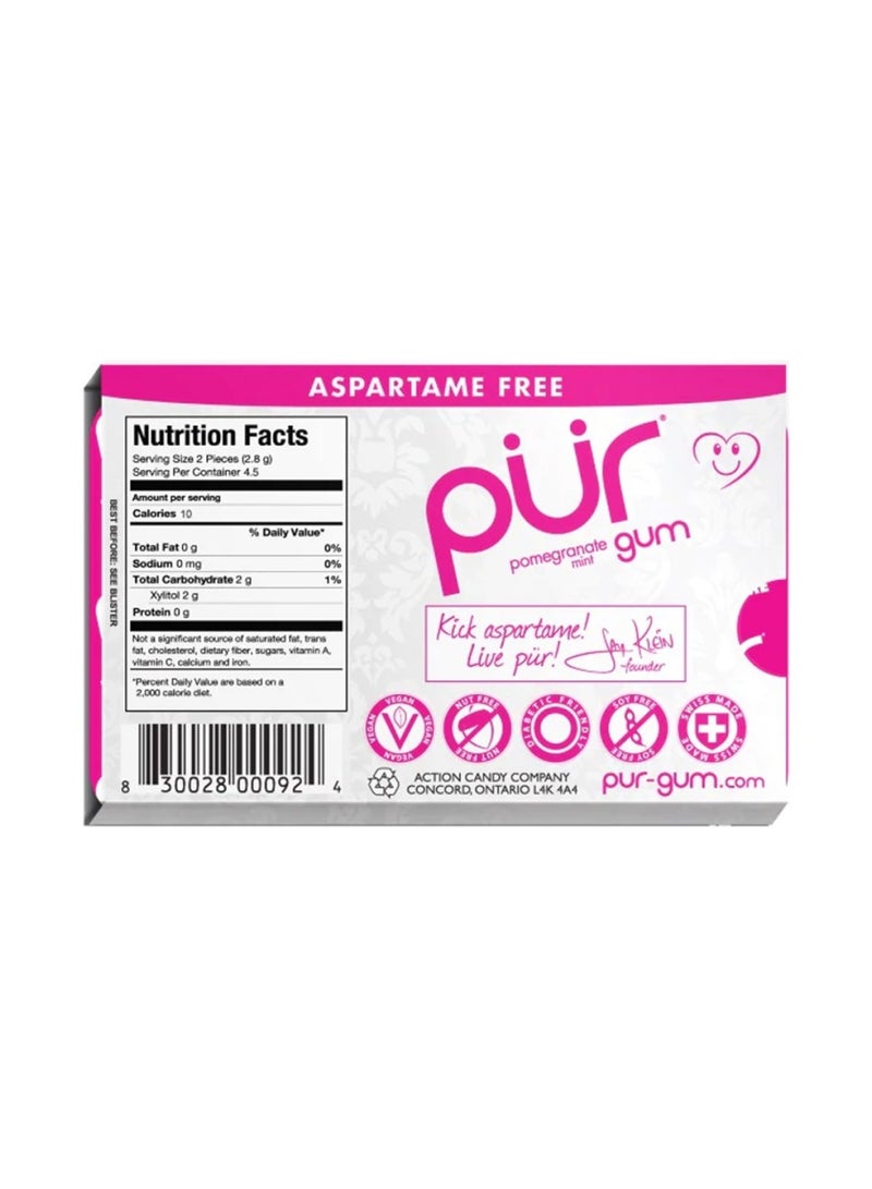Pur Aspartame And Sugar Free Pomegranate Chewing Gum With Xylitol 9 Pieces - Image 3