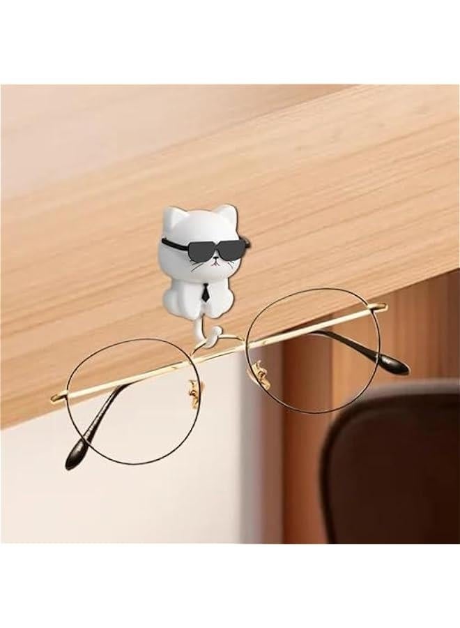 Cute Cat Key Hook, 2 Cartoon Cat in Sunglasses Creative Gra-vity Hook, Adhesive Coat Hooks Key Holder for Wall Decorative, Pet Wall Hooks for Hanging Key, Bag, Hat, Towel - Image 4