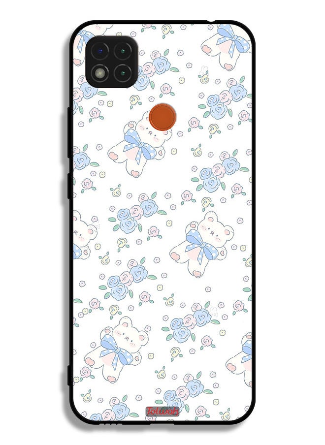 Tolwak Xiaomi Redmi 9C Protective Case Cover Cute Teddy Bear And Flowers Icon  - Image 2