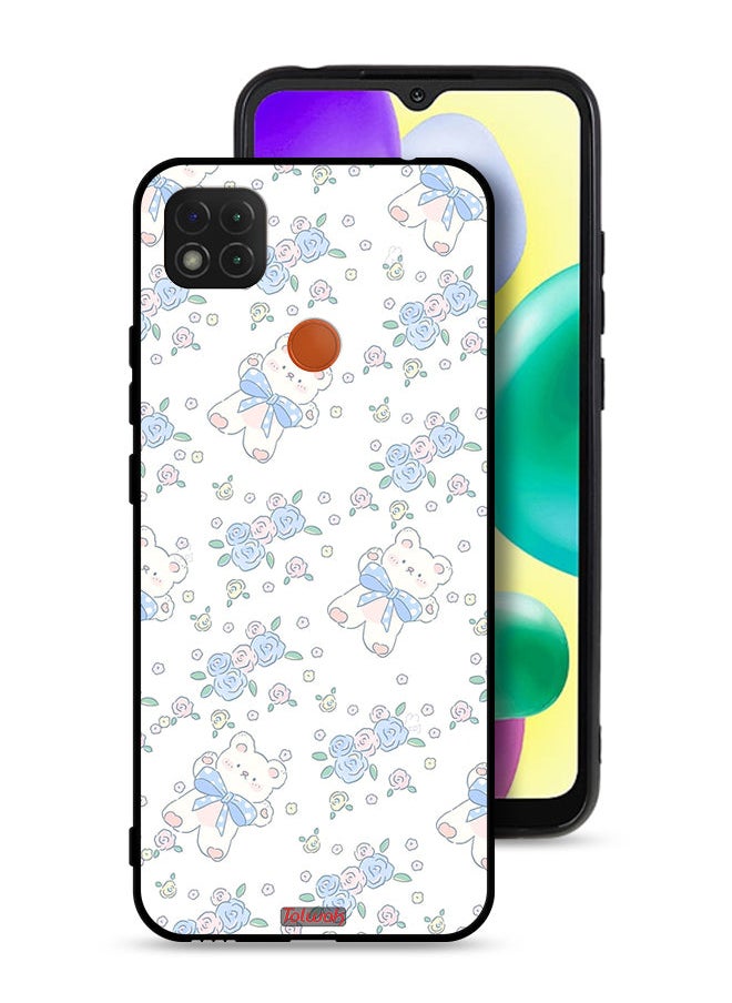 Tolwak Xiaomi Redmi 9C Protective Case Cover Cute Teddy Bear And Flowers Icon  - Image 1