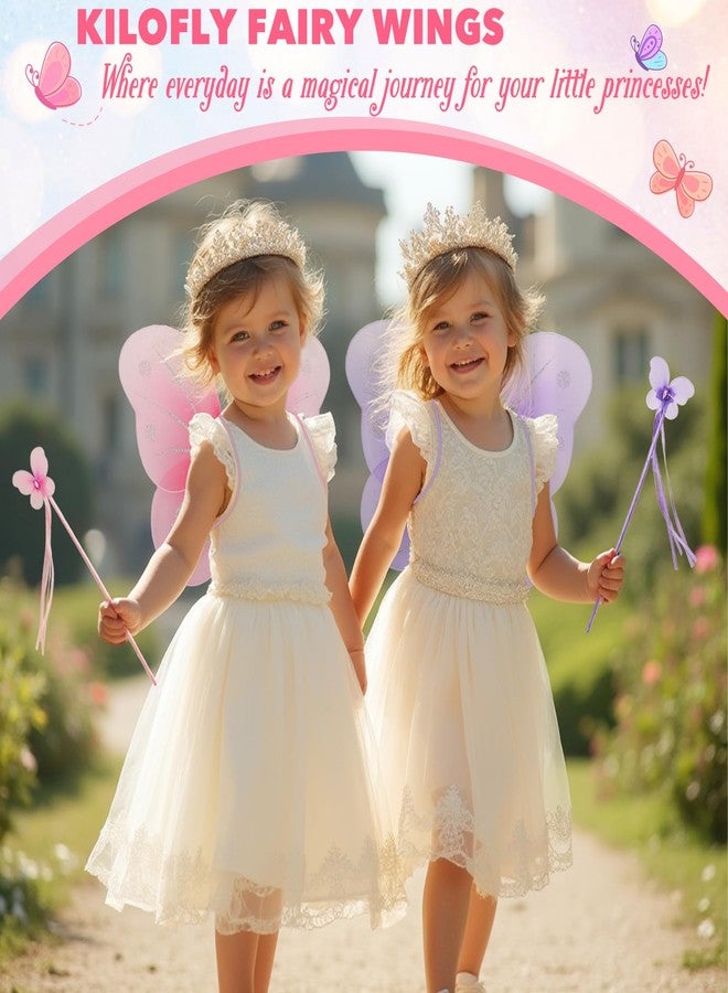 kilofly كيلوفلاي 6 مجموعات أجنحة ملائكية فراشة عصي الجنيات زي الأميرة باللون الأرجواني - Image 5