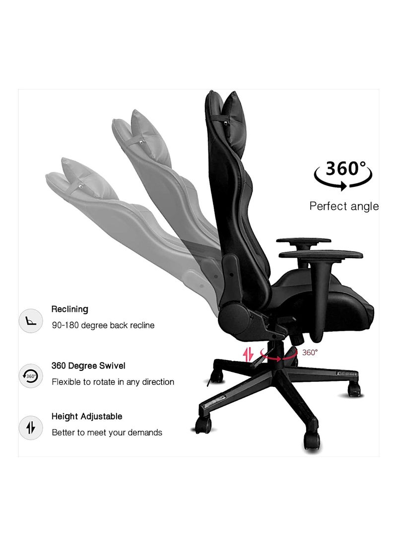 Sabir & Bros Furniture LLC - SBF Ergonomic High Back PU Leather Office Chair | Reclining Backrest up to 180° | Gaming Chair with Adjustable Height, Headrest, and Lumbar Support, Black - Image 1