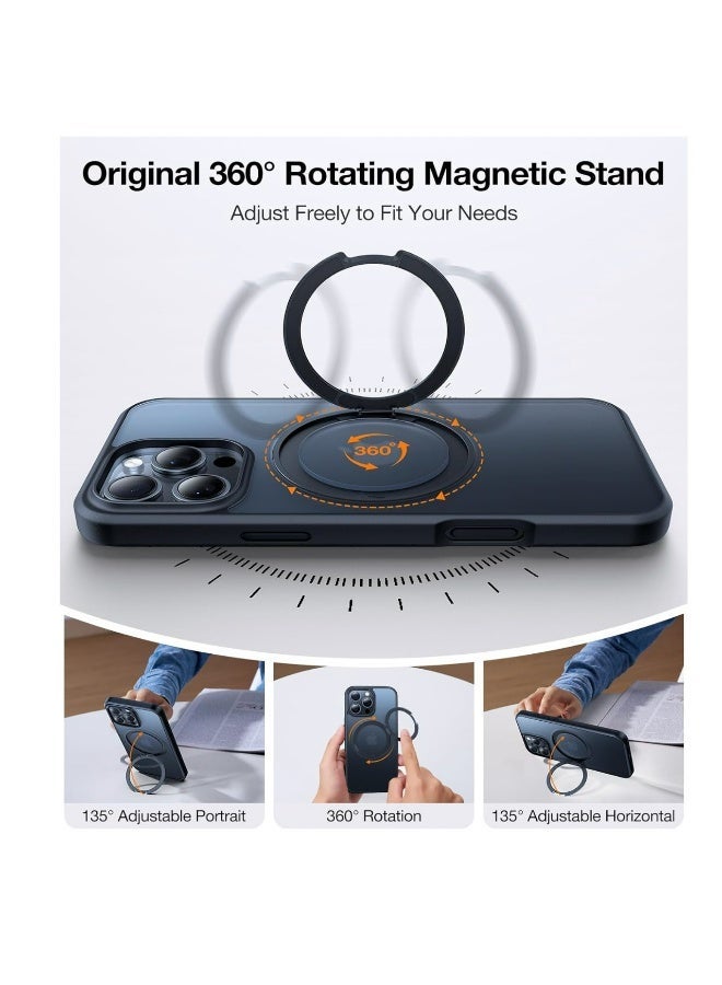 Compatible with iPhone 16 Pro Max Case: 360° Rotatable Stand, Anti-Fingerprint, Magnetic & Wireless Charging, Military-Grade Protection, Ultra-Thin, Matte Black Back - Image 5