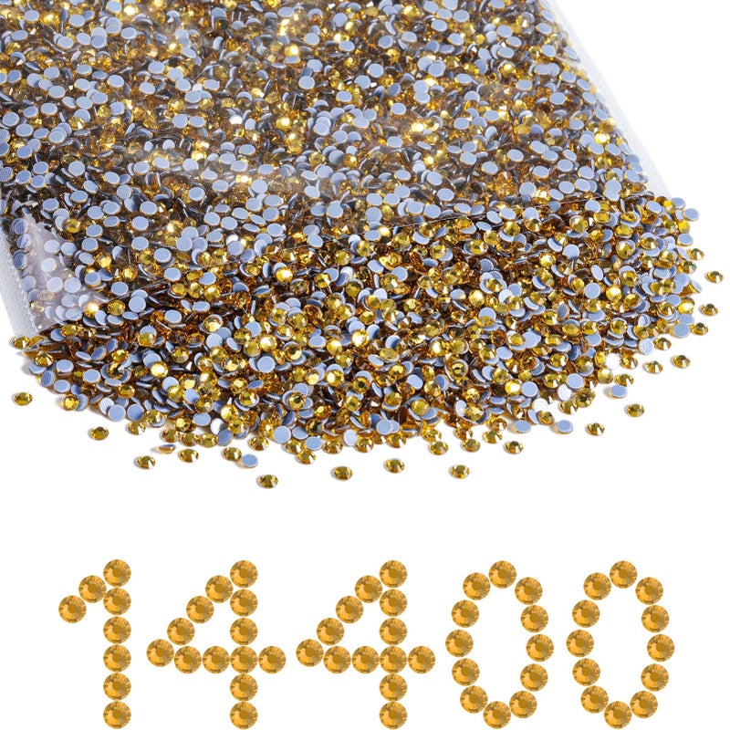 Beadsland Hotfix Rhinestones Bulk 14400pcs Topaz Hot Fix Rhinestones for Crafts Clothes DIY Decoration Topaz SS10 2729mm