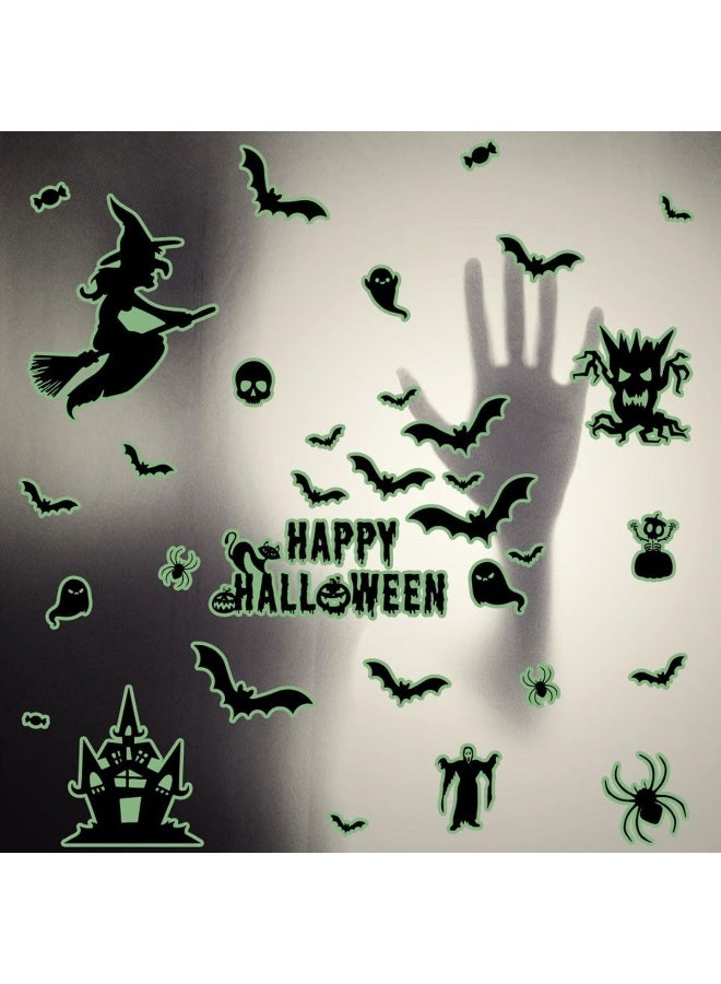ECVV Halloween Green Skull Bat Wall Stickers Glow-In-The-Dark Bats Scary Wall Decals Luminous Halloween Scary Wall Stickers Removable Window Clings For Scary Halloween Theme Party  - Image 5