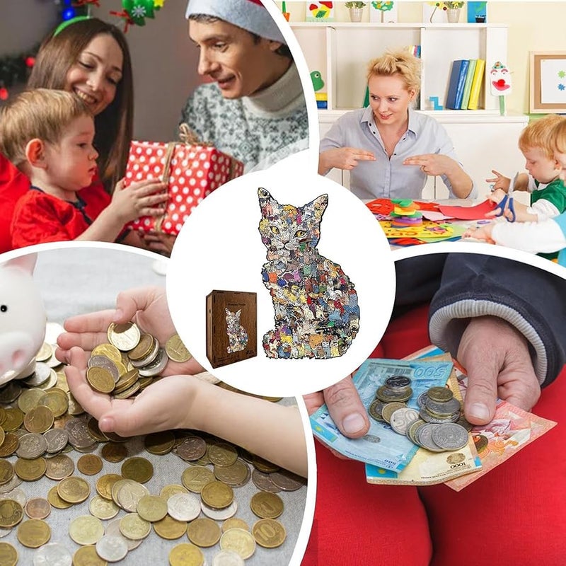 Wooden Cat Shaped Jigsaw Puzzle Educational Brain Training Toy For Kids And Pet Lovers - Image 4