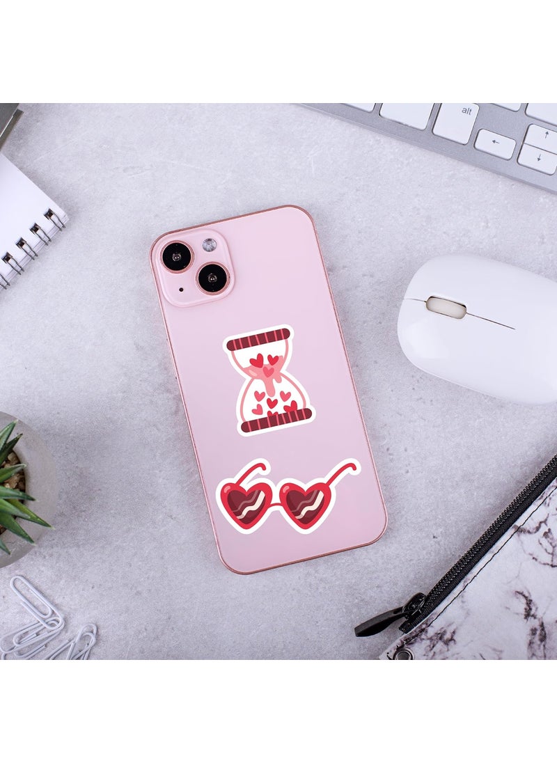 D2c D2C Valentines Day Sticker Pack 54 Pieces LoveThemed Waterproof Decals Romantic Designs for Laptops Journals Scrapbooks Gift Wrapping Aesthetic Couple Heart Designs Glitter Finish  - Image 3
