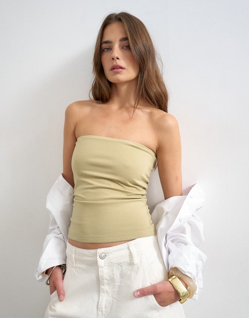 TOPSHOP Knitted Bandeau Top With A Closed Neckline - Image 1