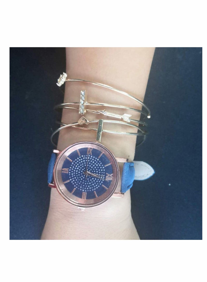 KASTWAVE Wholesale Assorted Platinum Watches Jewelry Dress Watches Rose Gold Roman Numerals Starry Sky Wrist Watch Bracelet for Women Girls(8 pcs) - Image 5