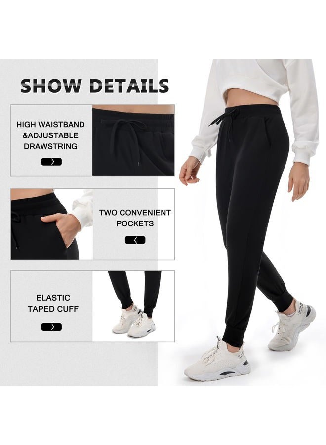 FULLSOFT Fleece Lined Sweatpants for Women-Thermal Athletic Joggers with Pockets Yoga Pants for Running Winter, Black, XL - Image 5