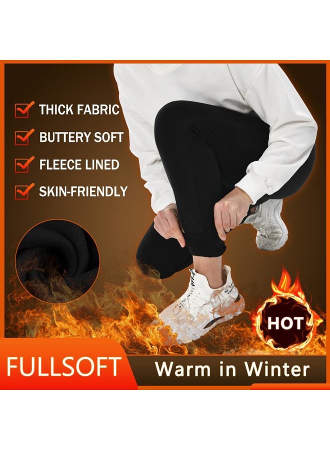 FULLSOFT Fleece Lined Sweatpants for Women-Thermal Athletic Joggers with Pockets Yoga Pants for Running Winter, Black, XL - Image 4