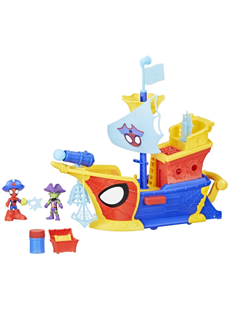SPIDEY AND HIS AMAZING FRIENDS Marvel Spidey and his Amazing Friends Water-Webs Webs Ahoy Bubble Pirate Ship Toy, 3-Inch (7.6) Action Figures & Boat Playset, Super Hero Toys, 3+ - Image 2