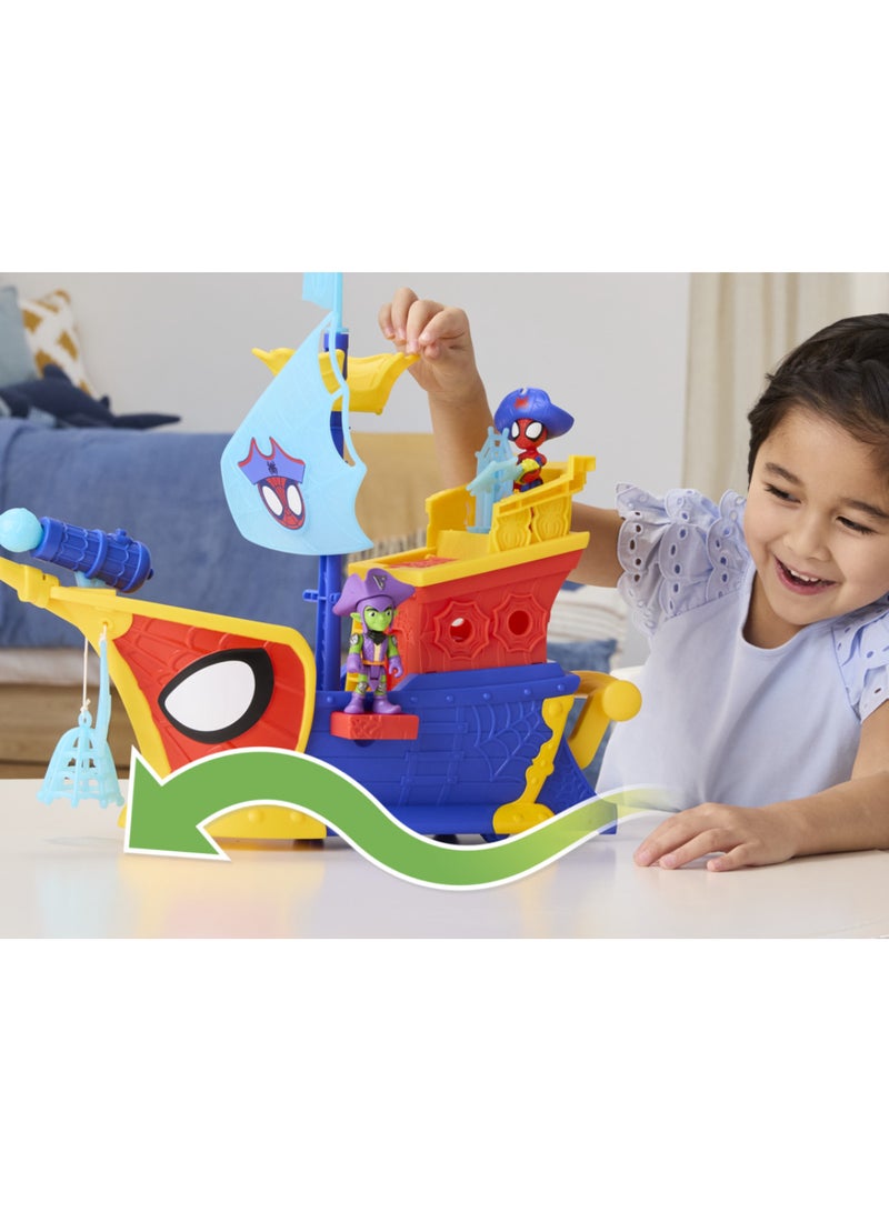 SPIDEY AND HIS AMAZING FRIENDS Marvel Spidey and his Amazing Friends Water-Webs Webs Ahoy Bubble Pirate Ship Toy, 3-Inch (7.6) Action Figures & Boat Playset, Super Hero Toys, 3+ - Image 3