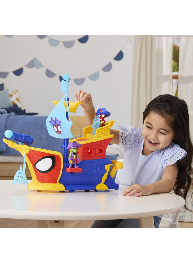 SPIDEY AND HIS AMAZING FRIENDS Marvel Spidey and his Amazing Friends Water-Webs Webs Ahoy Bubble Pirate Ship Toy, 3-Inch (7.6) Action Figures & Boat Playset, Super Hero Toys, 3+ - Image 4
