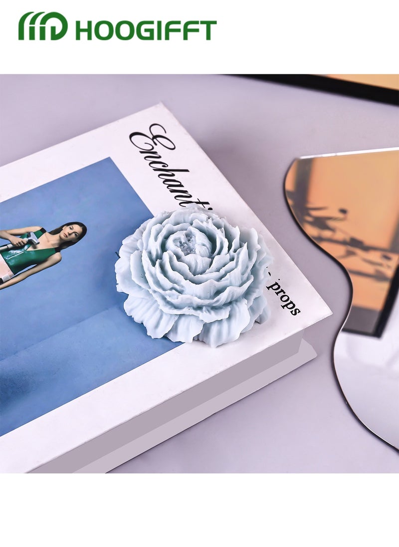 Flower Silicone Mold for Resin Candle , 3D Soap Mould Cake Fondant Chocolate Epoxy Casting Craft Handmade Gift, 15-Piece Candle Wicks White 10.5cm，1-Piece Wick Holder Set Silver One Size，Peony