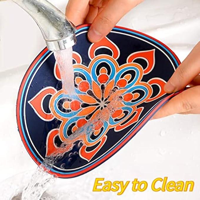 MAKINGTEC Trivet Pot Holders 6 Pack Multifunction Vintage Ethnic Floral Silicone Pot Holders Great Heat Resistant Hot Pads For Kitchen Table - Image 5