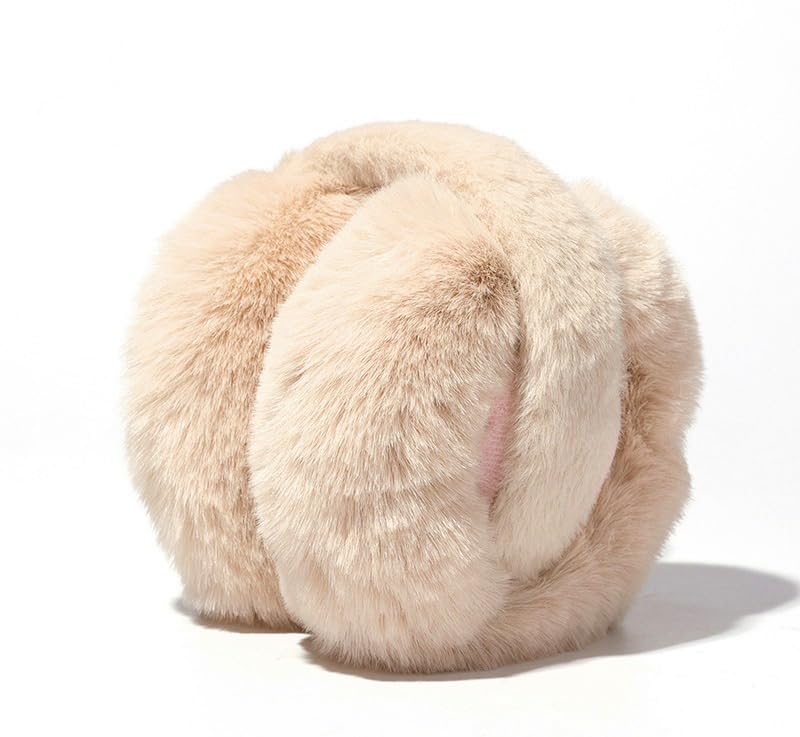 Alexvyan Beige Winter Foldable Ear Muffs Ear Warmers Warm Earmuffs Soft Extra Fur Cold Protection Earband Ear Protection Cuddly Winter Accessories Female & Male for Outdoor(Beige) - Image 4