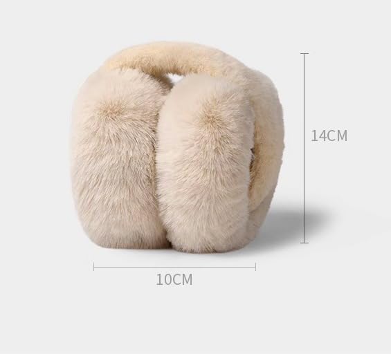 Alexvyan Beige Winter Foldable Ear Muffs Ear Warmers Warm Earmuffs Soft Extra Fur Cold Protection Earband Ear Protection Cuddly Winter Accessories Female & Male for Outdoor(Beige) - Image 2