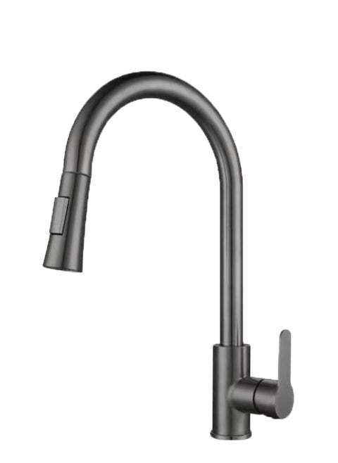 Pull Down Kitchen Faucet with Sprayer, Single Handle, High Arc, Grey
