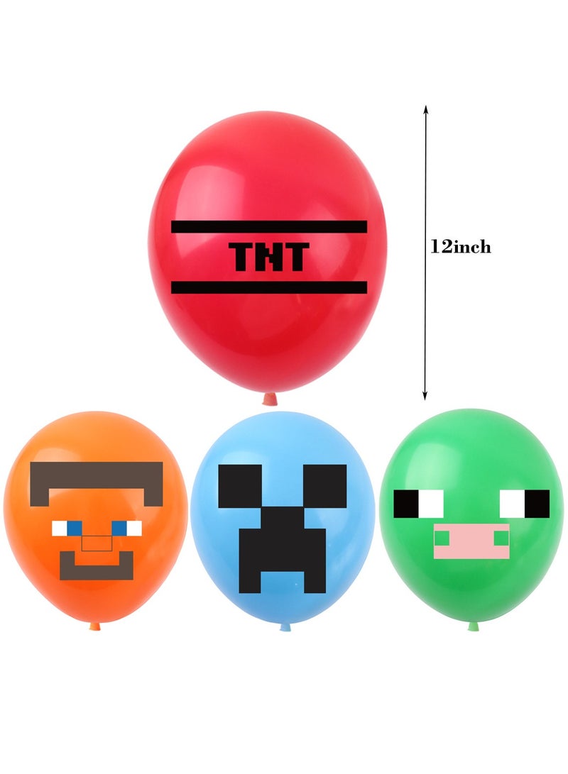 Minecraft Pixels Balloon Garland Set with Happy Birthday Banner,Cake Topper,Perfect for Graduation Baby Shower Birthday Bachelorette Party Backdrop Decoration,Suitable for Indoor and Outdoor - Image 3