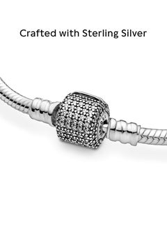 PANDORA PANDORA Jewelry Moments Sparkling Pave Clasp Snake Chain Cubic Zirconia Bracelet in Sterling Silver  - Image 3