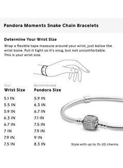 PANDORA PANDORA Jewelry Moments Sparkling Pave Clasp Snake Chain Cubic Zirconia Bracelet in Sterling Silver  - Image 4