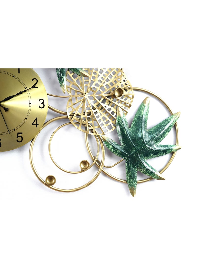 Ghori Home Flowery Iron Gold Clock Decor - Image 3