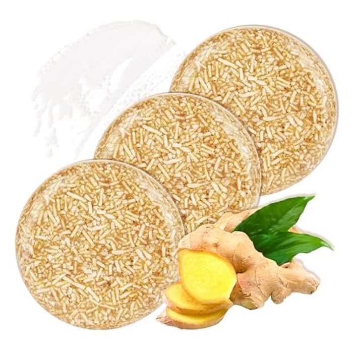 XMXueMei 3PCS Ginger Shampoo Bar, Oil Control Refreshing Bars Shampoo for Men and Women, Multipurpose Gentle Moisturizing Cleansing Soap Bar for Face Hand Bath - Image 1