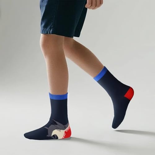 COTTON DAY Kids Boys Fun Novelty Socks Colorful Pattern Design 6-8 Years Shark Stripes Size M - Image 5