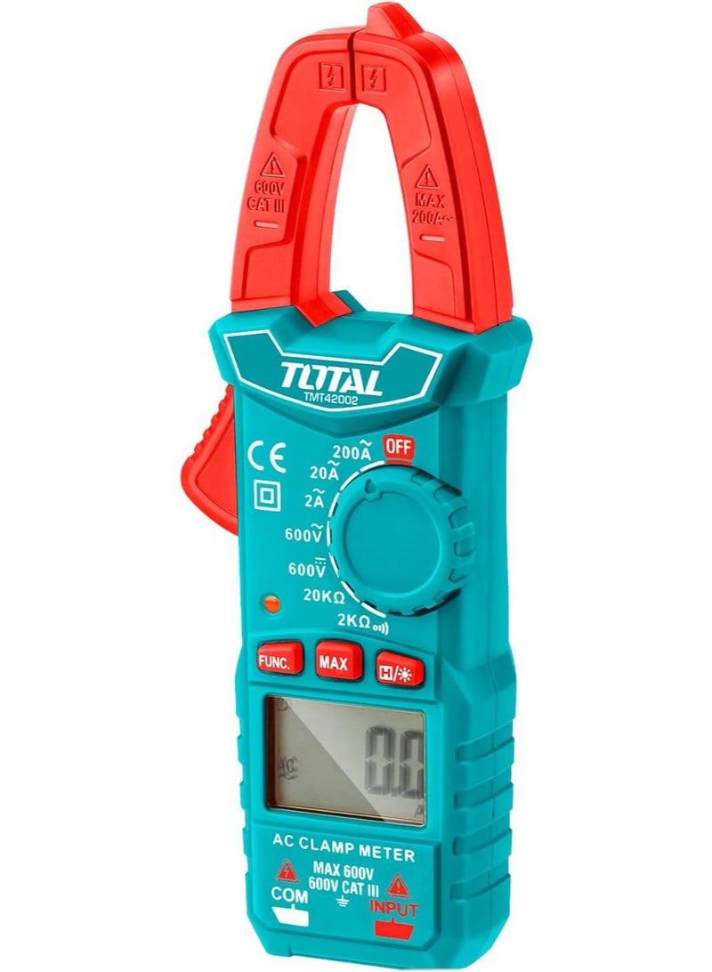TOTAL Digital AC Clamp Meter 600V–200A – Accurate & Safe Electrical Testing Tool TMT42002
