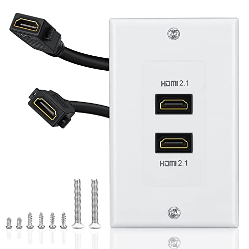ELECTOP لوحة حائط HDMI 2.1 (2 منفذ) ، ELECTOP 8K HDMI مخرج حائط تمرير ، يدعم 8K@60Hz و 4K@120Hz ، 3D ، HDR ، 48 Gbps ، يناسب أنظمة المسرح المنزلي - Image 1