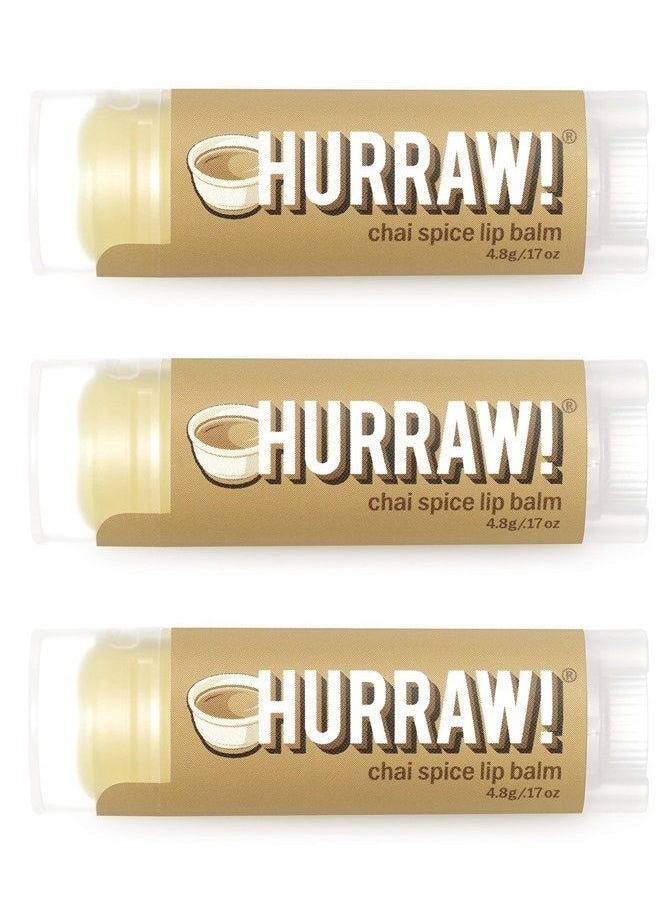 Hurraw! - Hurraw! Chai Spice Lip Balm, 3 Pack: Organic, Certified Vegan, Cruelty and Gluten Free. Non-GMO, 100% Natural Ingredients. Bee, Shea, Soy and Palm Free. Made in USA - Image 1
