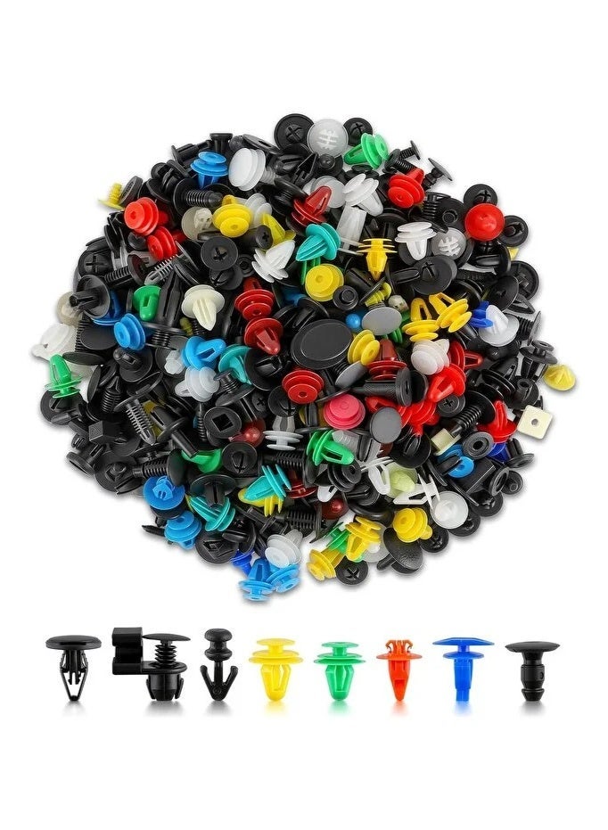 مجموعة كلبسات سيارات بلاستيك شاملة (500 قطعة) - مسامير تثبيت لمصد الصدمات، الرفارف، وبطانة الأبواب - متوافقة مع تويوتا، هيونداي، نيسان، فورد ومعظم الأنواع. - Image 1