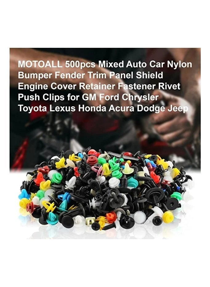 مجموعة كلبسات سيارات بلاستيك شاملة (500 قطعة) - مسامير تثبيت لمصد الصدمات، الرفارف، وبطانة الأبواب - متوافقة مع تويوتا، هيونداي، نيسان، فورد ومعظم الأنواع. - Image 3