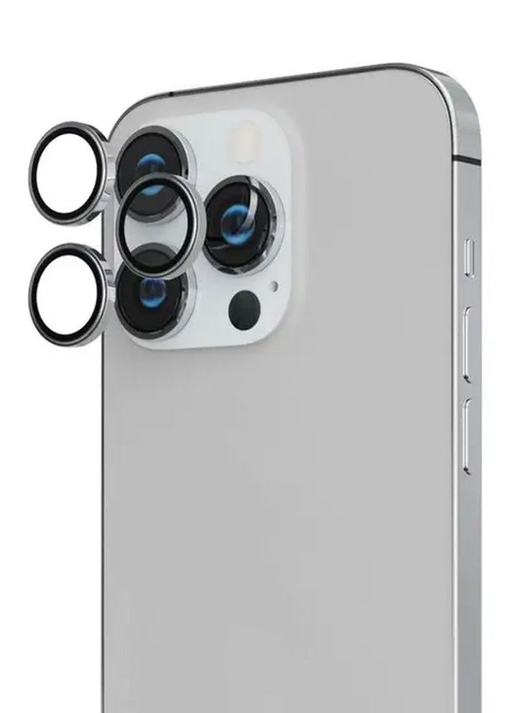 iPhone 13 Pro and Pro Max Camera Lens Protector Ultra Pure 360° Aluminum Lens Shield / Shatter Protection / Anti Fingerprint / Anti Scratch / HD Clarity Lens Protection - Silver