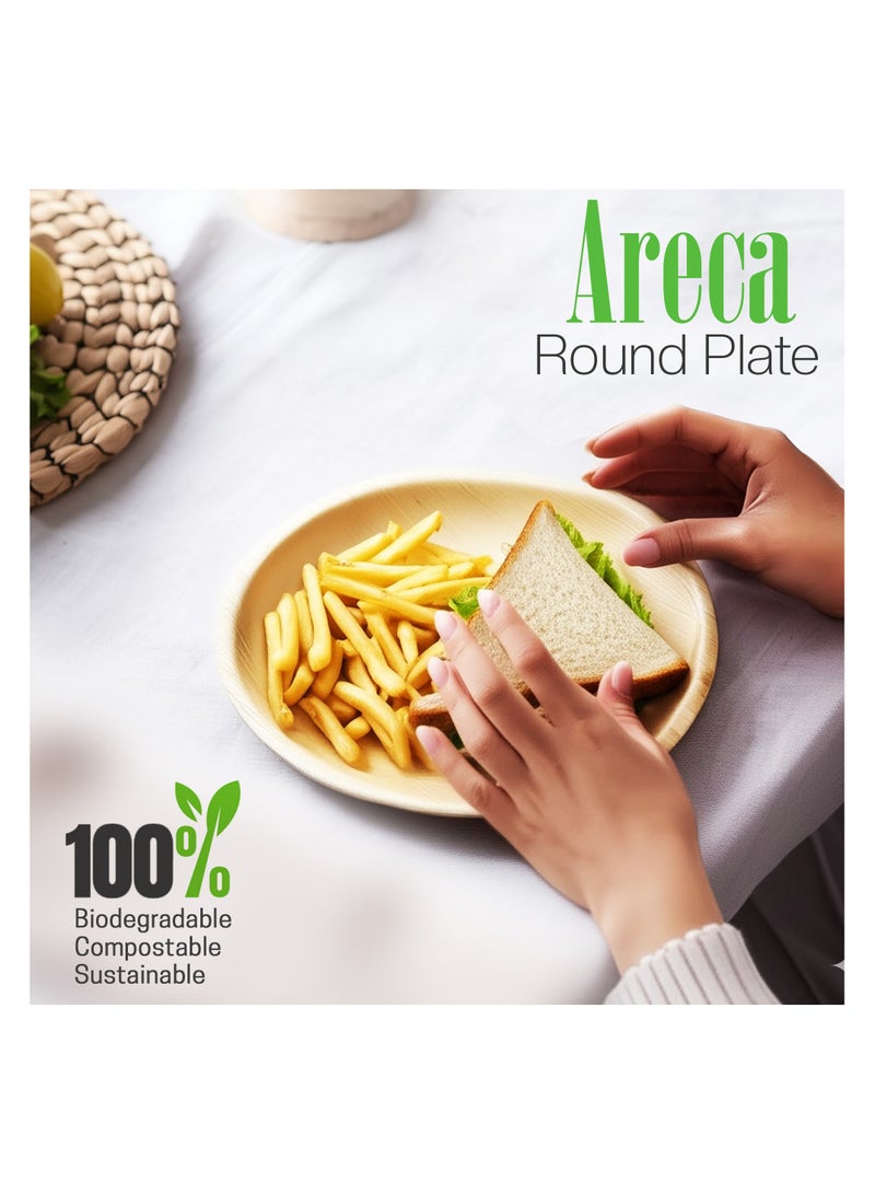 EcoEdge 10 Inch Round Areca Palm Leaf  Disposable Plates (Pack of 25) | Recyclable, Sustainable, Biodegradable, Compostable | Green Disposable Alternative, BPA Free | 100% Eco Friendly - Image 2