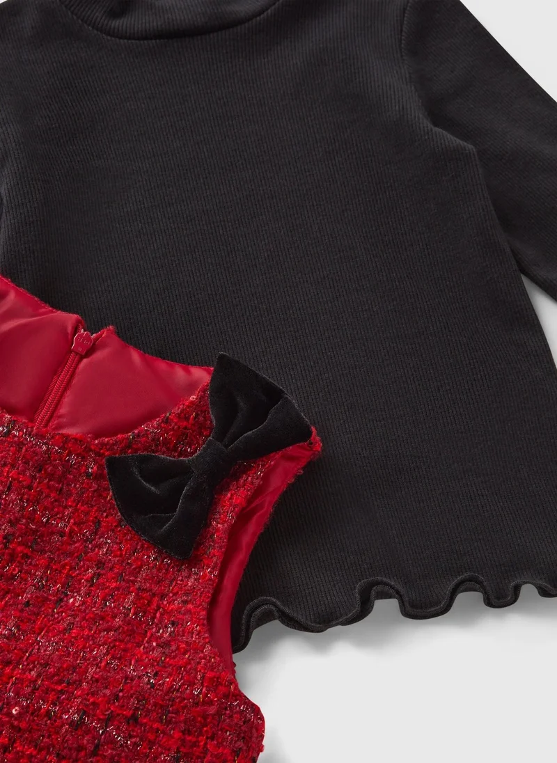 ماتلان طقم فستان بناتي أحمر بويكل